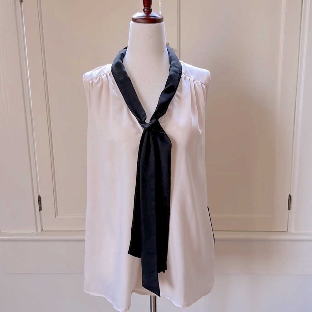 Central Park West Tie Neck Blouse Size XS